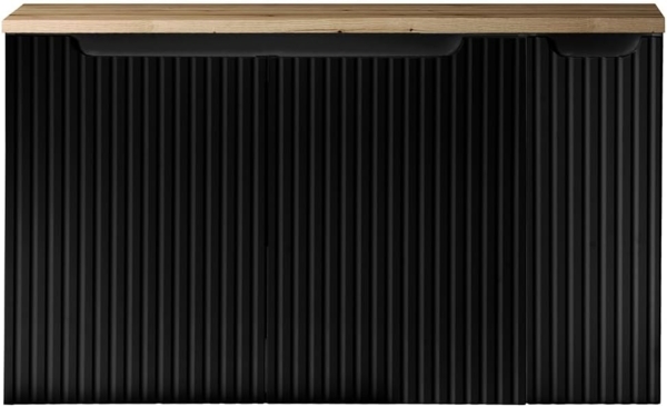 Waschtisch-Unterschrank 100cm, in schwarz mit Eiche, NEWPORT-56-BLACK