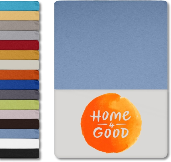 home4good Spannbettlaken viele Größen, viele Farben, 100% Baumwolle, OEKO-TEX 100, Jersey, Baumwolle, Gummizug: rundum, (1 Stück), 200x200 cm Bettlaken Spannbetttuch bis 25 cm Höhe - Hellblau