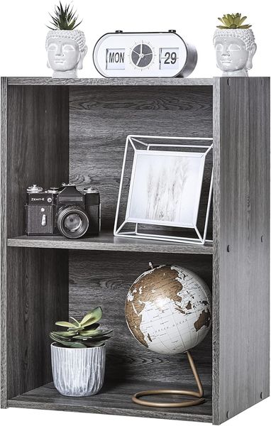 Iris Ohyama, Schrank mit Regalen/Holzaufbewahrung mit Regalen/Bücherregal/Beistellmöbel, Einfache Montage, modular, Design, Büro, Wohnzimmer, Schlafzimmer - Basic Storage Shelf - CX-2 - Graue Eiche