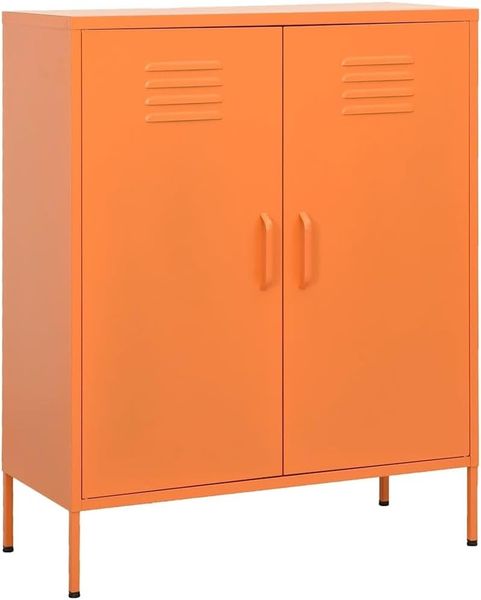 vidaXL Lagerschrank Sideboard Kommode Anrichte Stahlschrank Schrank Beistellschrank Mehrzweckschrank Bücherschrank Standschrank Orange 80 x 35 x 101,5 cm Stahl