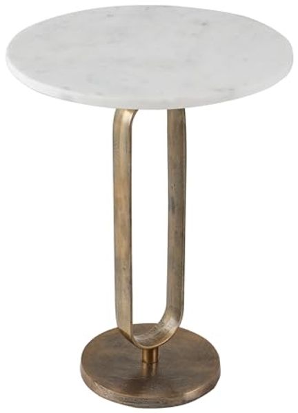 riess-ambiente Beistelltisch ELEGANCE 60cm weiß / gold (Einzelartikel, 1-St), Wohnzimmer · Marmor · Metall · rund · handmade · Modern Design