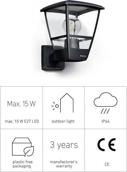 Steinel 'L 10' Außenleuchte, 180°-Infrarot-Sensor, Kunststoff Schwarz, 25,5 x 17,5 x 22,4 cm Bild 4