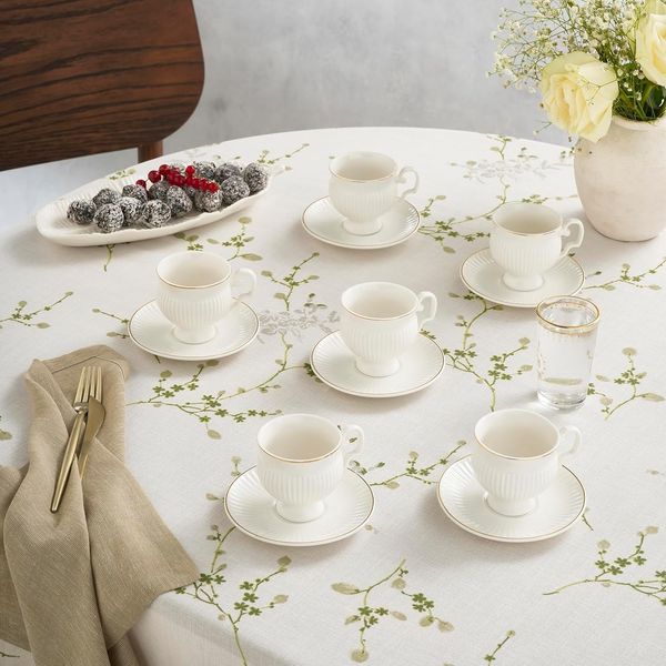 Karaca Kaffeeservice Malta 6 Personen Kaffeetassen-Set 100 ml - Stilvolle Porzellan