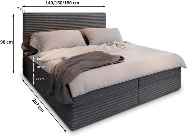 Masseno Boxbett PISA 160x200 cm mit Bonell Matratze und Topper Bild 3