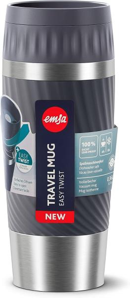EMSA 'Travel Mug Easy Twist' Isolierbecher, Edelstahl/Silikon, anthrazit, 360 ml Bild 7