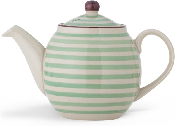 Bloomingville Teekanne Patrizia, green 1,2L Keramik Teekännchen gestreift dänisches Design