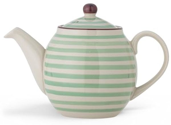 Bloomingville Teekanne Patrizia, green 1,2L Keramik Teekännchen gestreift dänisches Design