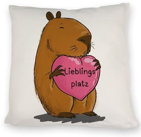 speecheese Dekokissen Lieblingsplatz Kissen mit einem Capybara für Freunde zum Geburtstag