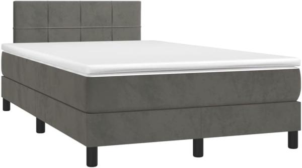 Boxspringbett mit Matratze & LED, Samt Dunkelgrau, 120 x 200 cm