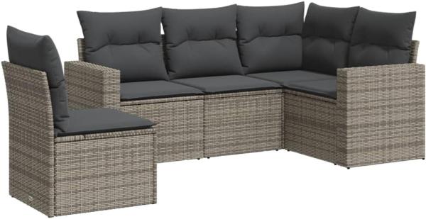 vidaXL 5-tlg. Garten-Sofagarnitur mit Kissen Grau Poly Rattan 3218960