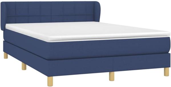 Doppelbett, Polsterbett mit Matratze Stoff Blau 140 x 200 cm