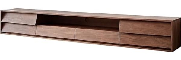 Lowboard Eloi 240x35 cm Akazie Braun 2 Türen 2 Schubladen schwebend