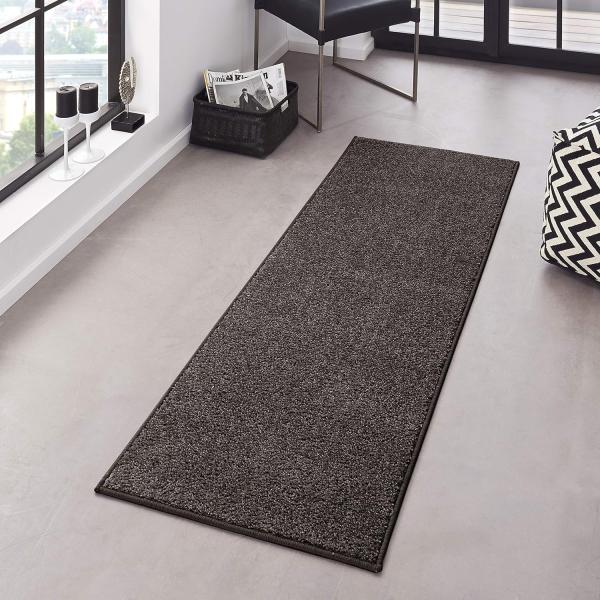 Kurzflor Teppich Pure Uni Anthrazit - 80x400x1,3cm