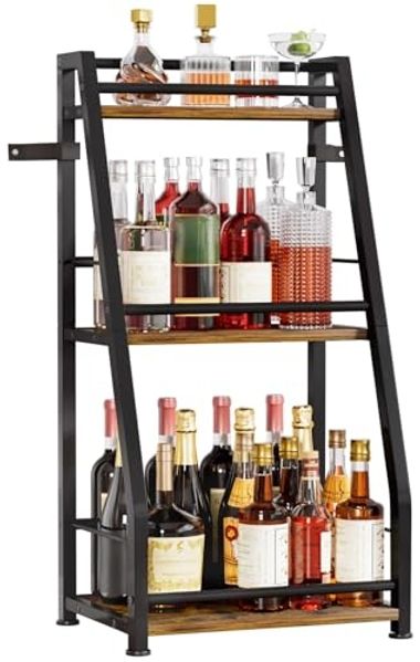 Yorbay Weinregal Stehend, Weinständer aus Holz &Metal 40x30x80cm, Gewürzregal für Küche, Wohnzimmer, Kaffee - Bar