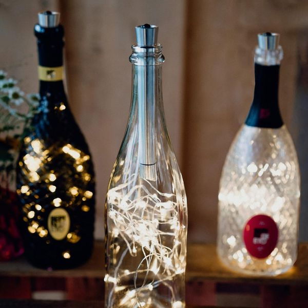 hellum Flaschenlicht mit Timer, Flaschen Licht Warmweiß, 20 LED Flaschen-Lichterkette Batteriebetrieben LED Lichterkette für Flaschen DIY, Tisch Deko, Weihnachten 522822