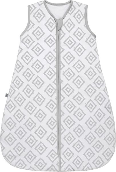 emma & noah Premium Baby Schlafsack, Flauschig Weich, Bequem & Atmungsaktiv, 100% natürliche Baumwolle, Oeko-TEX Zertifiziert Großzügige Bewegungsfreiheit, 2.5 TOG (Rauten Grau, 90 cm)