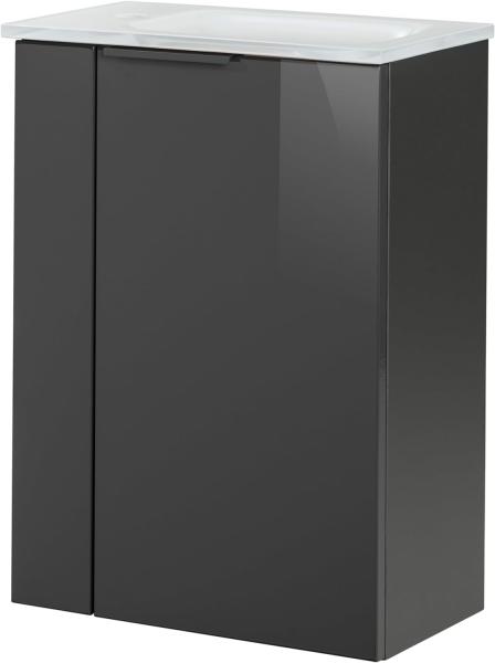 Fackelmann SBC LUNA Gäste WC Set 2-teilig 45 cm, Anthrazit, rechts, Glas Anthrazit