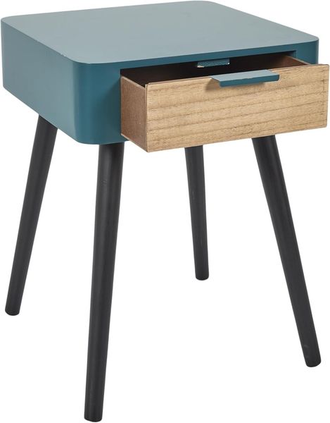 Home Deco Factory CMP Paris Nachttisch, 48 x 40 x 35 cm, zweifarbig, Blau, Kiefer, Mehrfarbig