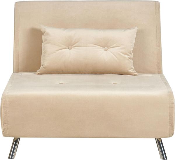 Schlafsofa FARRIS Sandbeige Samtstoff