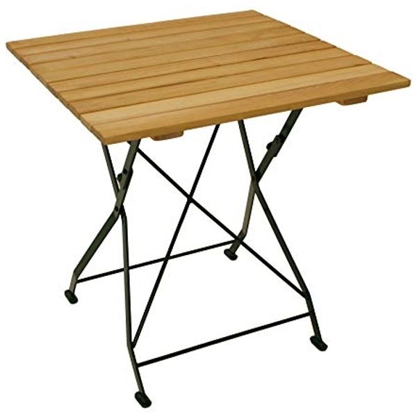 Klapptisch BAD TÖLZ 70x70 cm, Flachstahl grün + Robinie