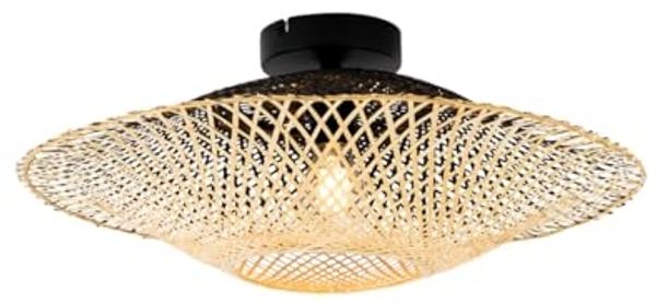 Qazqa Außen-Deckenleuchte Rina, ohne Leuchtmittel, Warmweiß, QAZQA Außen Decken­leuchte, e27, Naturel, Bamboo, Orientalisch
