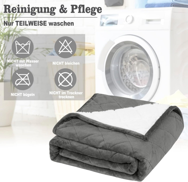 Woltu Gewichtsdecke, Bezug: Flanell Sherpa, Therapiedecke, Schwere Decke aus Flanell Sherpa Bild 9
