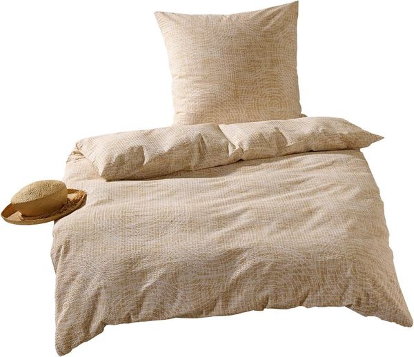Traumschlaf Basic Seersucker Bettwäsche Sydney beige|160x210 cm + 65x100 cm