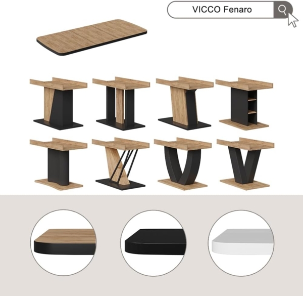 Esstisch Fenaro Goldkraft Eiche/Weiß 120x80 cm ausziehbar Vicco Bild 9