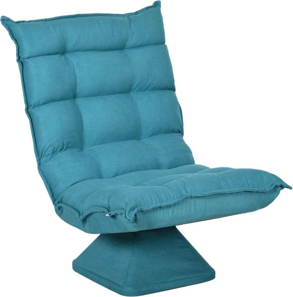 HOMCOM Relaxsessel Drehbarer Meditationsstuhl mit verstellbarer Rückenlehne, Sockel (Bodensofa, 1-St, Bodenstuhl), Lazy Sofa für Wohnzimmer, Büro, Blau