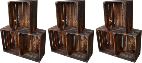 Obstkiste Weinkisten Holzkisten Vintage Geflammt 50 x 40 x 30cm 9 x vintage