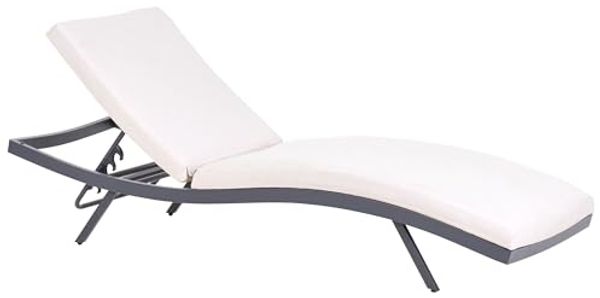 Sonnenliege mit Kissen AMELIA mit Relaxfunktion Metall Hellbeige