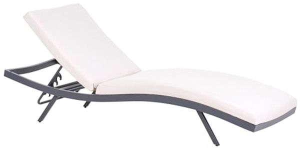 Sonnenliege mit Kissen AMELIA mit Relaxfunktion Metall Hellbeige