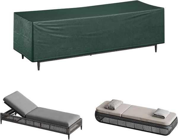WOLTU Schutzhülle Gartenliege Sonnenliege, 218 x 77 x 55 cm, Abdeckung für Gartenmöbel, Abdeckhaube aus PE, Plane UV-Beständig wasserabweisend Winterfest reißfest, Grün