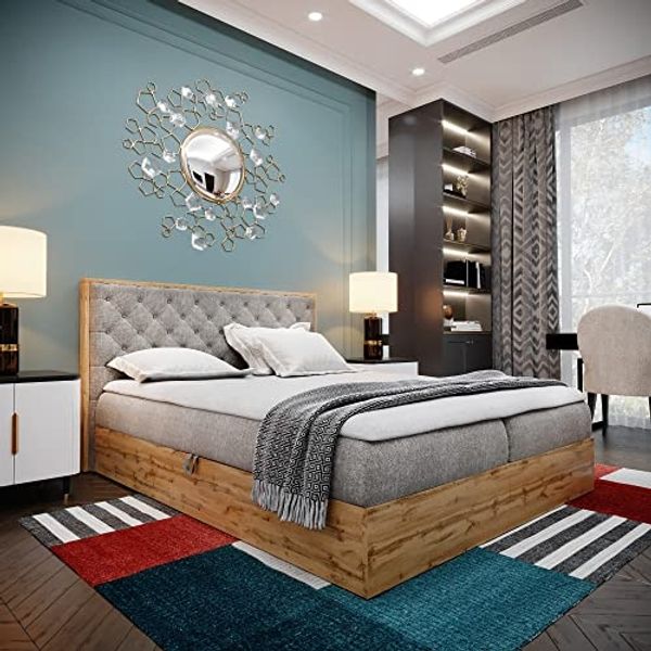Boxspringbett Doppelbett LOFT 3 - Das perfekte Bett für Ihr Schlafzimmer. 160x200 cm Bett mit Bonellmatratze, mit Bettkasten für Bettwäsche und Topper. Bett mit Kopfteil. (LOFT 3 GRAU, 160x200)
