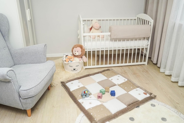 Bettkantenschutz für Kinderbetten 90 cm - Schutz für Bettrahmen Baby Bett rausfallschutz für boxspringbett bettgitter mit Bezug Kantenschutz Kinder Babybett Beige B Bild 6