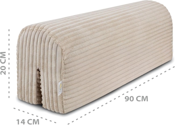 Bettkantenschutz für Kinderbetten 90 cm - Schutz für Bettrahmen Baby Bett rausfallschutz für boxspringbett bettgitter mit Bezug Kantenschutz Kinder Babybett Beige B Bild 2