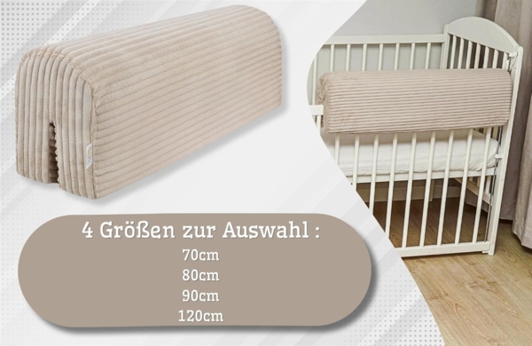 Bettkantenschutz für Kinderbetten 90 cm - Schutz für Bettrahmen Baby Bett rausfallschutz für boxspringbett bettgitter mit Bezug Kantenschutz Kinder Babybett Beige B Bild 3