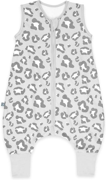 emma & noah Baby Schlafsack mit Füßen 1.0 TOG, Ganzjahres Schlafsack mit Beinen für den Frühling, Sommer und Herbst, 100% Bio-Baumwolle, OEKO-TEX Zertifiziert (Leo Grau, 100 cm)