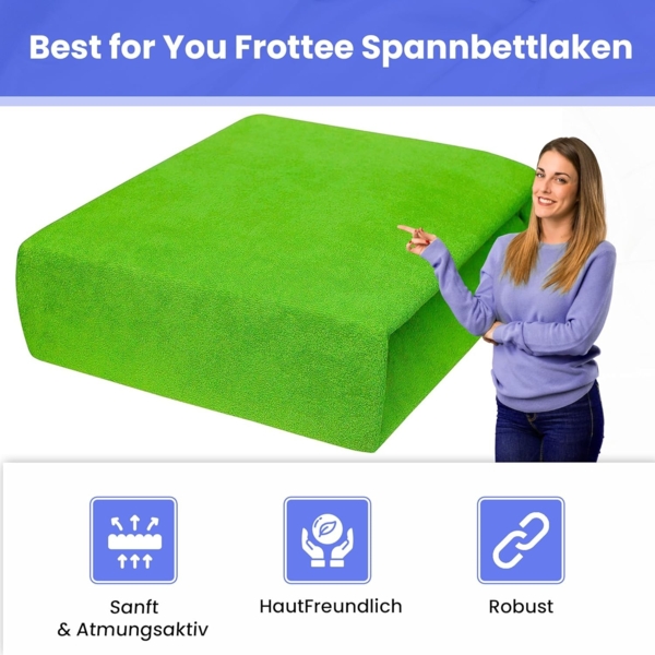 Best for You Spannbettlaken Frottee-Spannbettlaken aus Baumwollmix – Komfort & Passform, Frotte, Gummizug: Rundum Bild 2