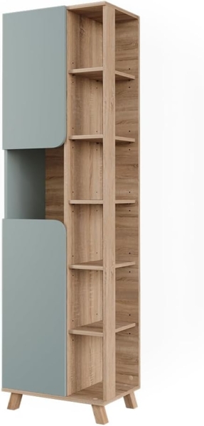 Badschrank Karen Sonoma/Blau 50 x 175 cm mit 2 Türen Vicco