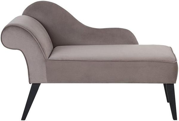 Chaiselongue Samtstoff taupe linksseitig BIARRITZ