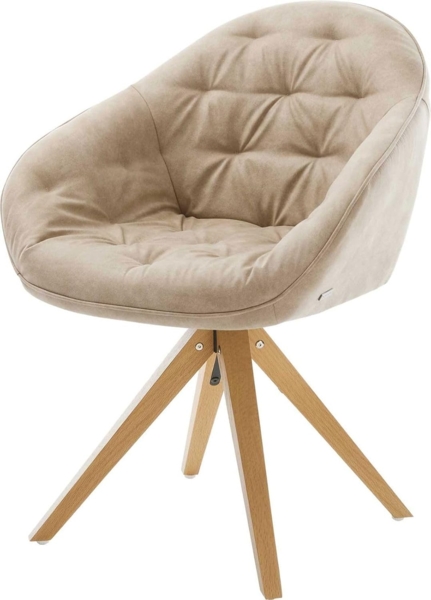 Esszimmerstuhl Gaio-Flex Mikrofaser Beige Vintage Holzgestell kantig Natur