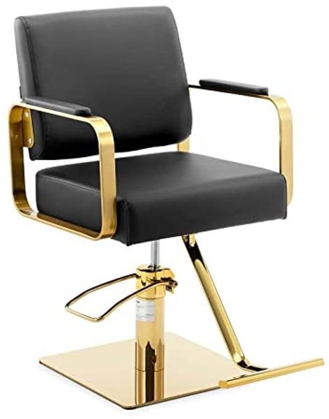 Physa Armlehnstuhl Friseurstuhl mit Fußstütze Barber-Stuhl 200 kg Otley Black Golden, Schwarz, Golden