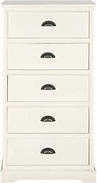 SAFAVIEH Modern Wooden Storage Chest with 5 Drawers, in White, 60 X 35 X 120