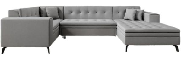 Designer Sofa Neola mit Schlaffunktion Stoff Grau Rechts