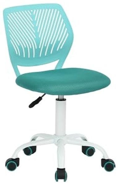 FurnitureR Esszimmer-Drehstühle, 1PC Küchenstuhl, gepolsterter Stuhl, Drehstuhl, bequemer Stuhl mit Rädern, Rückenlehne, armloser Stuhl für Esszimmer, Wohnzimmer,Türkis M