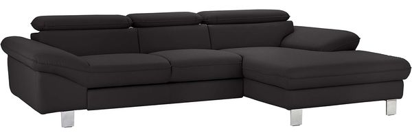 Mivano Ecksofa Driver mit Recamiere rechts, Ledercouch im modernen Design, Inkl. verstellbare Kopfstützen, 268 x 73 x 169, Kunstleder, Schwarz