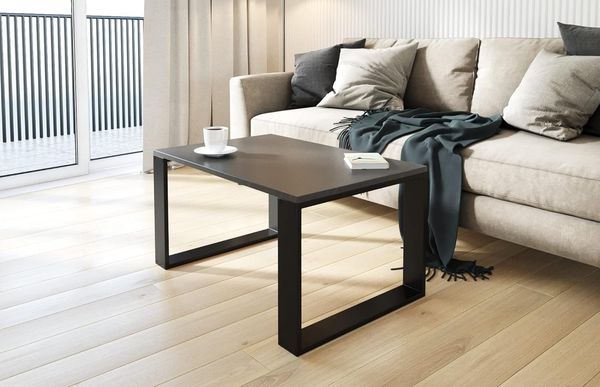AKKE Außergewöhnlicher Couchtisch Beistelltisch für Wohnzimmer | Kaffee Tee Wohnzimmertisch Tisch | Coffee Table | Zimmer Schlafzimmer Möbel | Deko Modern Black Fossil 80 x 60 x 45