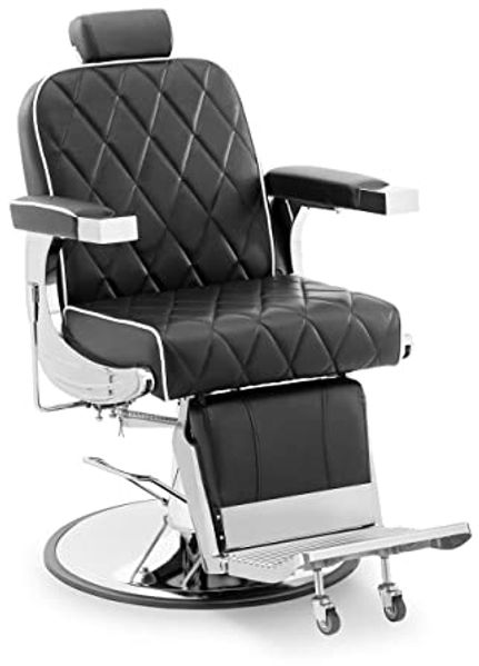 Physa Armlehnstuhl Friseurstuhl Friseursessel Kopf- und Fußstütze 58-71 cm 150 kg neigbar, Schwarz