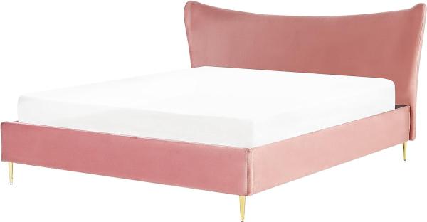 Bett mit Lattenrost CHALEIX 180 x 200 cm Samtstoff Pfirsichrosa